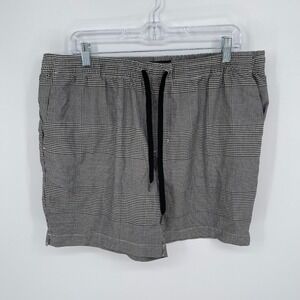 PacSun Men's Black Glen Plaid Elastic Waist Drawstring Shorts Size XL‎